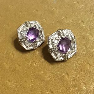 😍925 Silver Amethyst Omega Backs😍NWOT